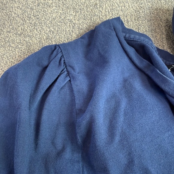 J.Crew Womens Re-Imagined Puff Sleeve Crewneck Long Sleeve Cotton Tee Blue L - Picture 3 of 8